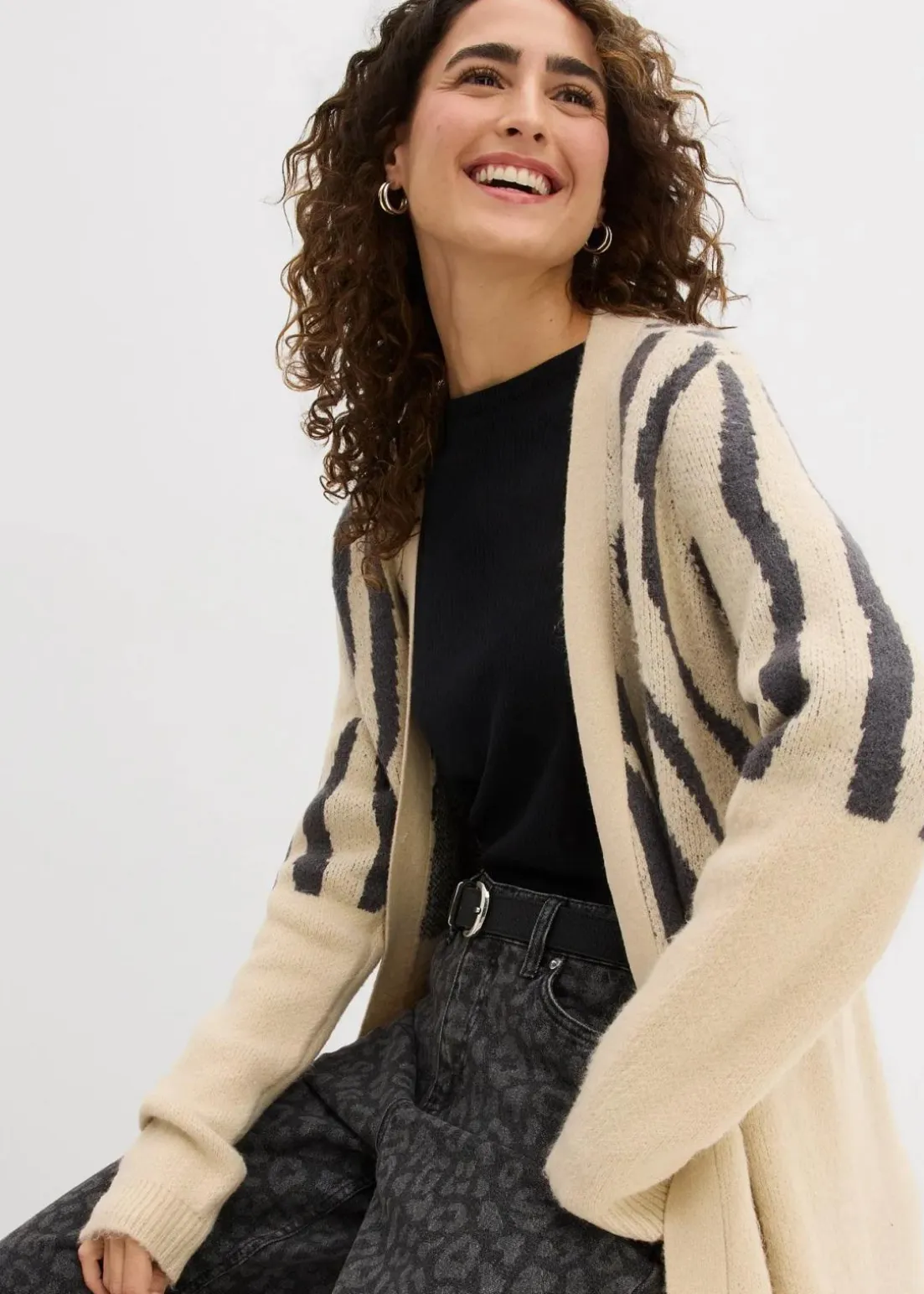 Strickmantel mit Zebra Druck