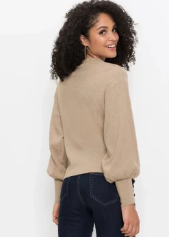 Strickpullover mit Ballonärmeln