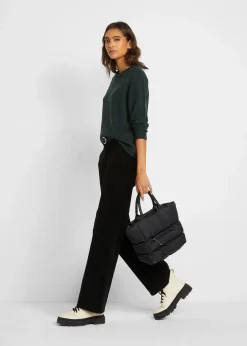 Strick-Pullover mit Rundhals-Ausschnitt in Melange