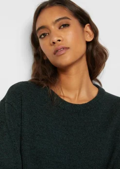 Strick-Pullover mit Rundhals-Ausschnitt in Melange