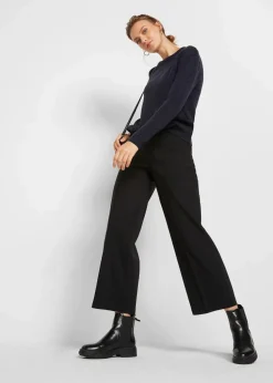 Strick-Pullover mit Rundhals-Ausschnitt in Melange