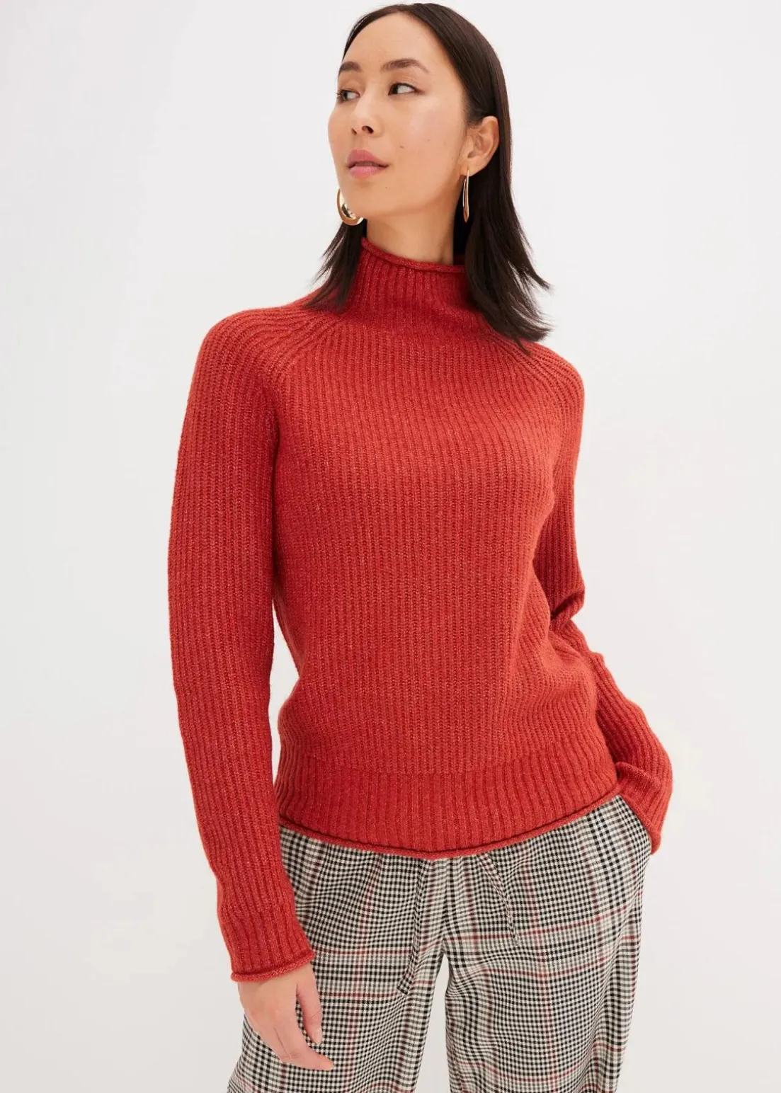 Strickpullover mit Stehkragen