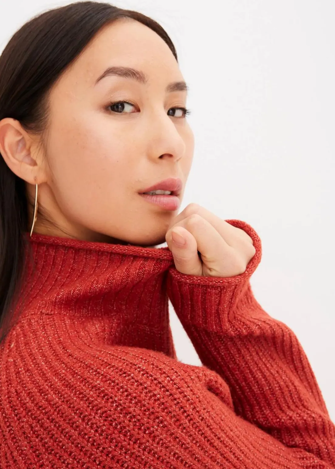 Strickpullover mit Stehkragen