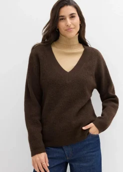 Strickpullover mit tiefem V-Ausschnitt