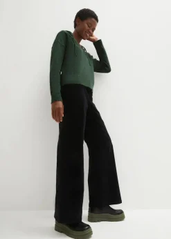 Strick-Pullover mit V-Ausschnitt und Kapuze