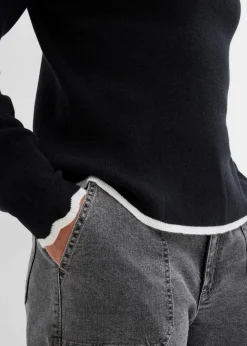 Strickshirt mit Kontrastsaum