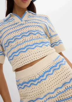 Strick-Shorts aus luftigem Baumwoll-Leinen-Mix