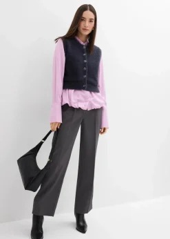 Strick-Weste aus Federgarn-Viskose-Mix