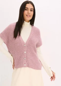 Strick-Weste mit dekorativen Knöpfen und Wollanteil