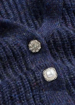 Strick-Weste mit dekorativen Knöpfen und Wollanteil