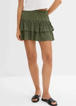 Stufenrock aus strukturiertem Crêpe