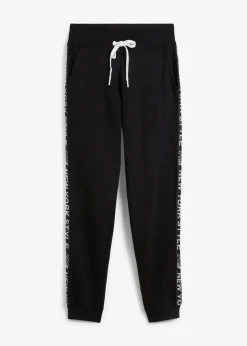 Sweathose mit Bündchen und Statement-Druck