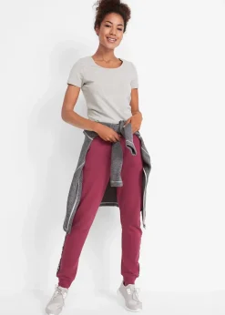 Sweathose mit Bündchen und Statement-Druck