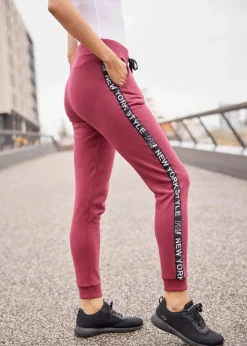 Sweathose mit Bündchen und Statement-Druck