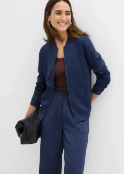 Sweatjacke aus Scuba mit Reißverschluss