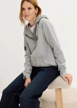 Sweatjacke mit Strickkapuze und Tasche