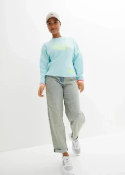 Sweatshirt mint bunten Bündchen
