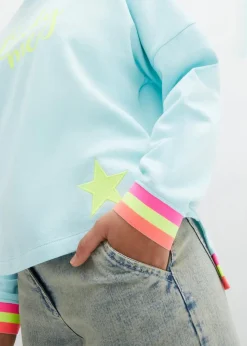 Sweatshirt mint bunten Bündchen