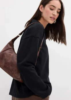 Sweatshirt mit gestricktem Polokragen aus Bio-Baumwolle