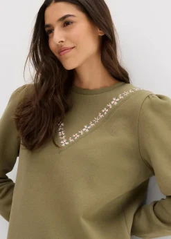 Sweatshirt mit Stickerei aus Baumwoll-Mix