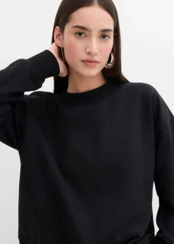 Sweatshirt mit weitem Ripp-Kragen aus Bio-Baumwolle
