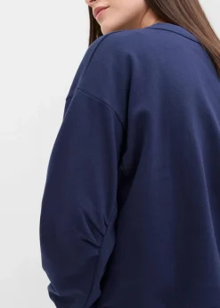 Sweatshirt mit weitem Ripp-Kragen aus Bio-Baumwolle