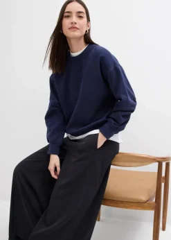 Sweatshirt mit weitem Ripp-Kragen aus Bio-Baumwolle