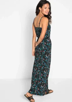 tailliertes Maxi-Kleid mit Druck