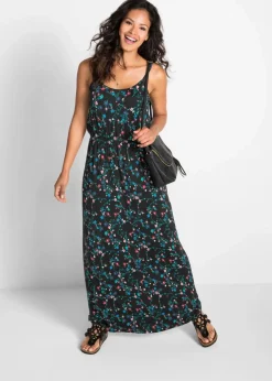tailliertes Maxi-Kleid mit Druck