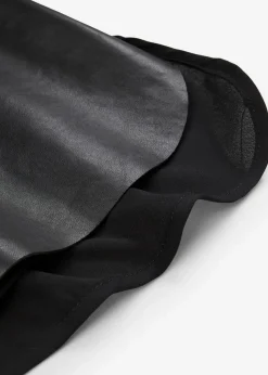 Tanktop mit Vorderseite aus Lammnappa-Leder