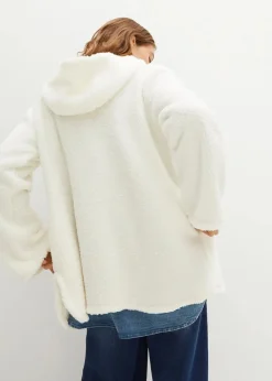 Teddy-Fleece Jacke in A-Linie mit Seitenschlitzen