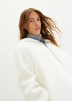 Teddy-Fleece Jacke in A-Linie mit Seitenschlitzen