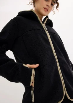 Teddy-Fleece Jacke mit Kapuze