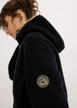 Teddy-Fleece Jacke mit Kapuze