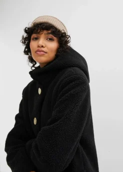 Teddymantel mit Kapuze und Taschen