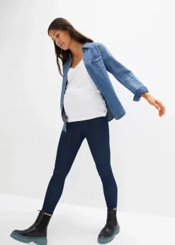 Thermo-Leggings für die Schwangerschaft in Jeansoptik