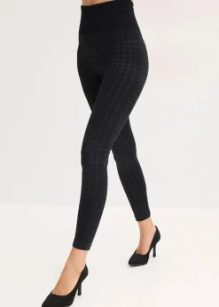 Thermo-Strumpfleggings mit weicher Innenseite und Hahnentrittmuster