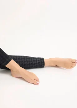 Thermo-Strumpfleggings mit weicher Innenseite und Hahnentrittmuster