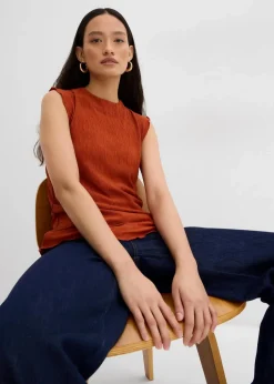 Top aus strukturiertem Crinkle