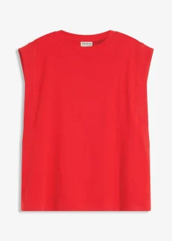 Top mit Ripp-Einsatz am Ärmel