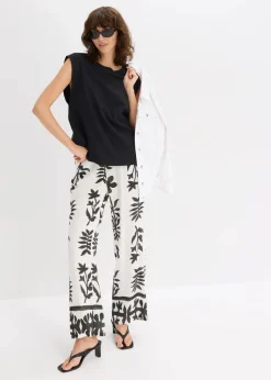 Top mit Ripp-Einsatz am Ärmel