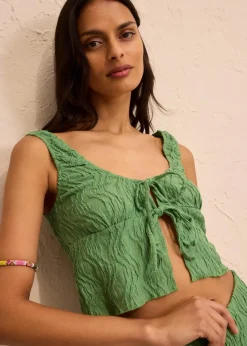 Top mit Schnürung in Struktur Optik