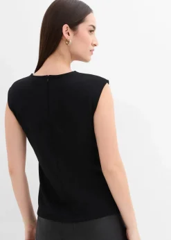 Top mit Zierschnalle aus Crepe