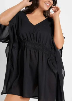 Transparente Strandtunika mit V-Ausschnitt