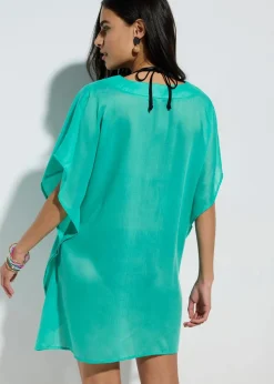 Transparente Strandtunika mit V-Ausschnitt