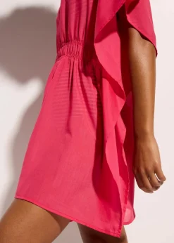 Transparente Strandtunika mit V-Ausschnitt