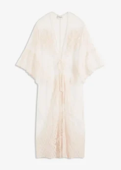 Transparenter Strandkimono mit Spitze