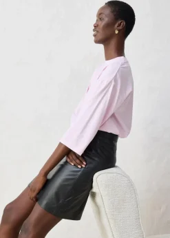 Trapezförmiges Shirt mit Seidenanteil