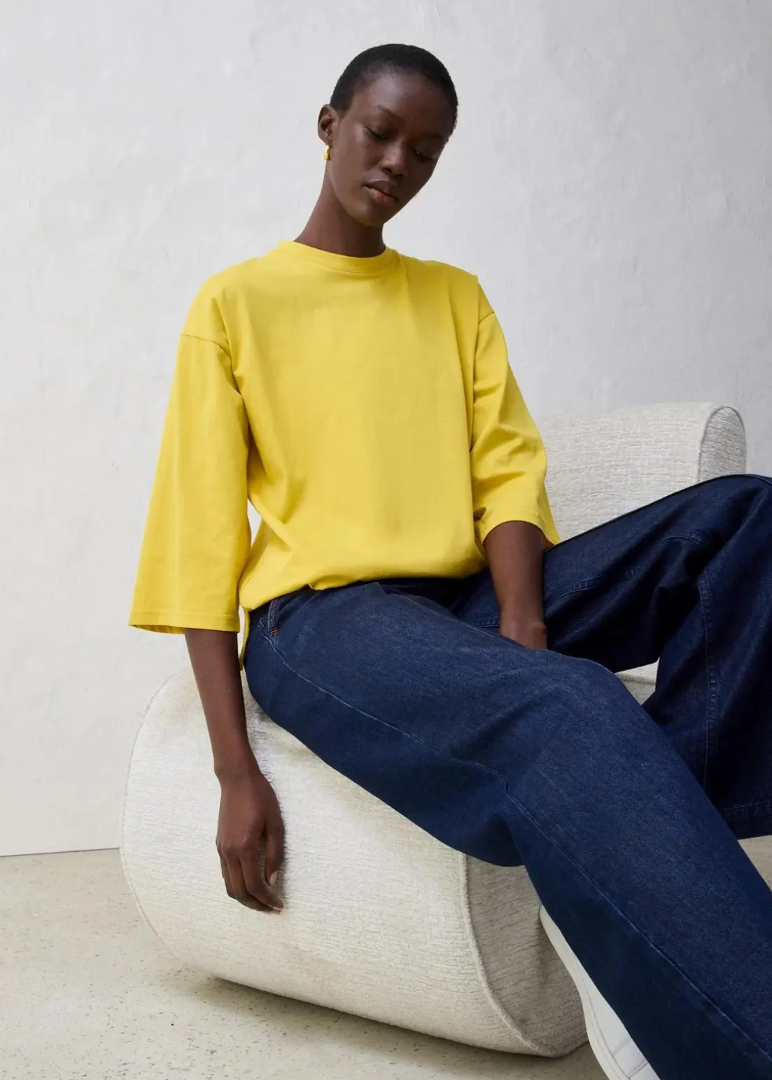 Trapezförmiges Shirt mit Seidenanteil