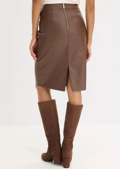 Trendiger Lederimitat-Bleistiftrock